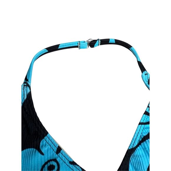 Vintage Cole of California Women’s 8 One Piece Swimsuit Black Blue Floral 90s - Picture 3 of 5